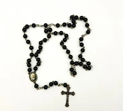 Terço de Corrente – preto leitoso/envelhecido